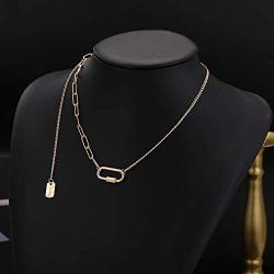 Dainty paperclip link chain necklace - gold tone necklace Y chain adjuatable necklace for Women，gift for sister,mother