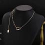 Dainty paperclip link chain necklace - gold tone necklace Y chain adjuatable necklace for Women，gift for sister,mother