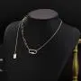 Dainty paperclip link chain necklace - gold tone necklace Y chain adjuatable necklace for Women，gift for sister,mother