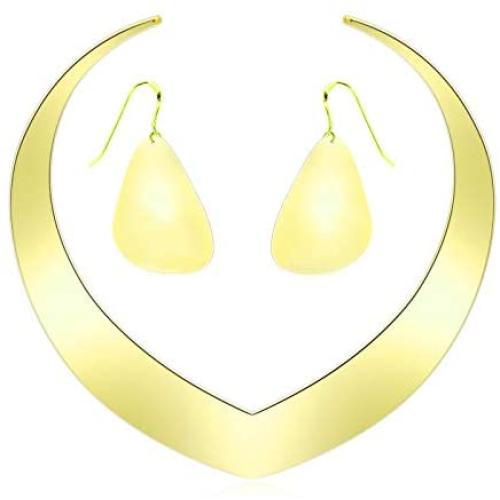 Halloween Arabian Princess Costume Gold Necklace Gold Earrings Collar Bib Statement Necklace Jewelry Dangle Teardrop Earrings Cleopatra Costumes Accessory Greek Goddess Egyptian Costume for Women