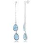 Sterling Silver Double Pear-Shaped Natural Larimar Dangling Earrings