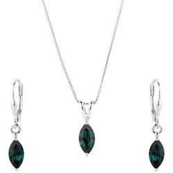 ShahGems Swarovski Marquise Earring Pendant Set Womens Stud Necklace Jewelry Gift