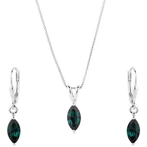 ShahGems Swarovski Marquise Earring Pendant Set Womens Stud Necklace Jewelry Gift ShahGems Swarovski Marquise Earring Pendant Set Womens Stud Necklace Jewelry Gift