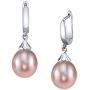 THE PEARL SOURCE Drop Shape Pink Freshwater Cultured Pearl Elegance Earrings for Women