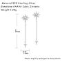 FANCIME Sterling Silver Starburst Star Long Tassels Drop Dangle Earrings/Necklace North Star Drop Y Shaped Lariat Polaris Necklace CZ Cubic Zirconia Dainty Fine Jewelry Set Gifts for Women Girls Mom