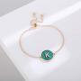 Ascona Gold Initial Bracelet for Women Girl Letter Personalized Bracelet Stone Turquoise Adjustable Slide Chain, Letters A-Z