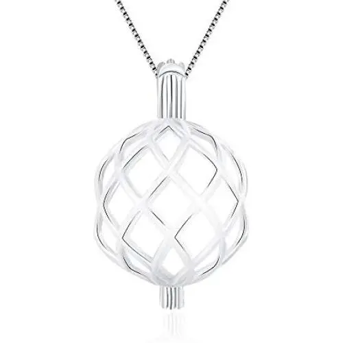 LGSY Sterling Silver Twisted Ball Pearl Cage Pendants for Women, Essential Oil Diffuser Lockets for Pearl Jewelry LGSY Sterling Silver Twisted Ball Pearl Cage Pendants for Women, Essential Oil Diffuser Lockets for Pearl Jewelry