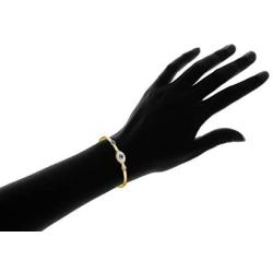 Barzel 18K Gold & White Gold Plated Crystal Evil Eye Bangle