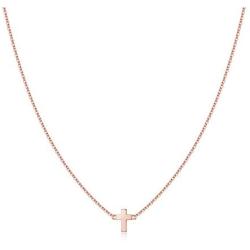 Turandoss Cross Necklace for Women - 14K Gold Filled Small Cross Pendant Simple Sideways Cross Necklace for Women Jewelry Gifts 14 16 Inches Chain Gold/White God/Rose Gold