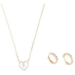 14k gold-plated inlaid cubic zirconia round low-sensitivity ladies necklace earrings set, fashion trend does not fall off