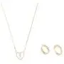14k gold-plated inlaid cubic zirconia round low-sensitivity ladies necklace earrings set, fashion trend does not fall off