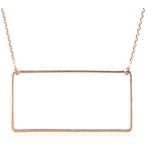 RIAH FASHION Dainty Geometric Simple Charm Necklace - Minimal Pendant Delicate Chain Triangle, Square, Octagon, Circle, Bar Valentines Mothers Day Gift Jewelry