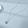 LONAGO 925 Sterling Silver Lucky Double Elephant Necklace I Love You Forever Heart Pendant Valentines Animal Jewelry Gift for Women Girlfriend
