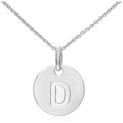 925 Sterling Silver Round Disc Alphabet Letter A-Z Initial Pendant Necklace Rolo chain 18''