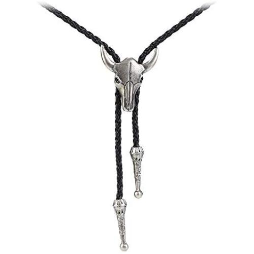 AZORA Western Cowboy Bolo Tie Men Leather Necktie Rope Cord Pendant Necklace Braided Jewelry for Men Kids Boy Girl
