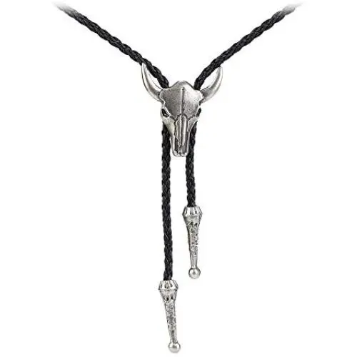 AZORA Western Cowboy Bolo Tie Men Leather Necktie Rope Cord Pendant Necklace Braided Jewelry for Men Kids Boy Girl