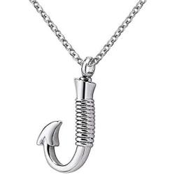 SexyMandala Urn Necklaces for Ashes Fish Hook Cremation Jewelry Urn Pendant Memorial Keepsake Funnel