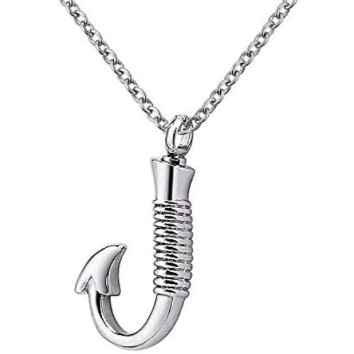 SexyMandala Urn Necklaces for Ashes Fish Hook Cremation Jewelry Urn Pendant Memorial Keepsake Funnel