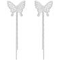 YUNXI pearl Rhinestone Long Metal Tassels Butterfly Earrings 3D Hollow shiny Crystal Zircon Butterflies Drop Dangle Earring for Women Girls