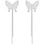 YUNXI pearl Rhinestone Long Metal Tassels Butterfly Earrings 3D Hollow shiny Crystal Zircon Butterflies Drop Dangle Earring for Women Girls