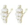 SP Sophia Collection Simulated Floral Pearl Blossom Multi Strand Necklace and Earring Set, Clip On Earring 2 Set