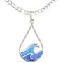 Ocean Wave Necklace – Cute Drop Shape Pendant for Surfer, Sea Lover, Hawaiian or Beach Enthusiast - Blue Wave Jewelry is a Great Gift for any Woman