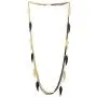 COOLSTEELANDBEYOND Black Gold Statement Necklace Multi-Strand Long Chain with Leaf Charms Pendant, Party Event Dress COOLSTEELANDBEYOND Black Gold Statement Necklace Multi-Strand Long Chain with Leaf Charms Pendant, Party Event Dress