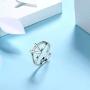 Jewmon Personalized Initial Letter Open Ring Adjustable Women Statement Rings Party 925 Sterling Silver Open Alphabet Rings Letter A to Z Ring Jewerly Gift