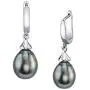 THE PEARL SOURCE Drop Shape Black Tahitian South Sea Cultured Pearl Elegance Earrings for Women THE PEARL SOURCE Drop Shape Black Tahitian South Sea Cultured Pearl Elegance Earrings for Women