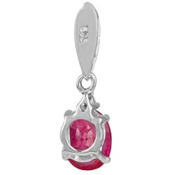 Spectrum Jewels Genuine Oval Shaped Ruby Gemstone 14K White Gold Charm Pendant Handmade Jewelry