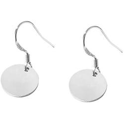 Round Disc Circle Plate Minimalist Fishhook S925 Sterling Silver Elegant Dangle Drop Earrings Chic Geometric Dangling Hanging Fashion Lightweight Simple Modern Statement Jewelry Gifts for Best Friend