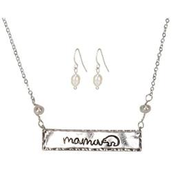 SPUNKYsoul Mama Bear Charm Necklace and Earrings Jewelry Gold and Silver Mixed Metal for Women Mommy Mom