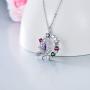 RMREWY 925 Sterling Silver Butterfly Necklace Colorful Cubic Zircon Butterfly Flower Pendant Necklace Jewelry Gift for Girlfriends or Women