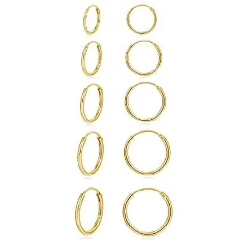 Hoop Earring 14K White Gold Plated S925 Sterling Silver Endless Small Hoop Earring Set for Cartilage Nose Lip Rings 8mm-16mm Hoop Earring 14K White Gold Plated S925 Sterling Silver Endless Small Hoop Earring Set for Cartilage Nose Lip Rings 8mm-16mm