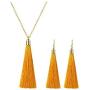 Dcfywl731 Long Tassel Necklace Earrings Set for Women Long Dainty Tassel Dangle Earrings Bohemian Jewelry Set for Girl