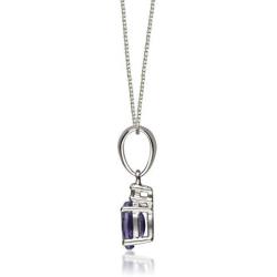 Gin & Grace 10K White Gold Natural Diamond (I1,I2) & Genuine Tanzanite Pendant Necklace for Women