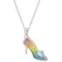 Disney Princess Cinderella Jewelry for Women, Rainbow Glitter Silver Plated Slipper Pendant Necklace Disney Princess Cinderella Jewelry for Women, Rainbow Glitter Silver Plated Slipper Pendant Necklace