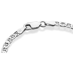 Miabella 925 Sterling Silver Italian 3mm, 4mm Solid Diamond-Cut Mariner Link Chain Anklet Ankle Bracelet for Women, 9, 10 Inch Made in Italy