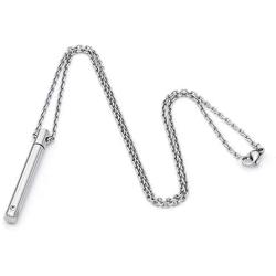 PiercingJ Personalized Engraving Stainless Steel Bar Urn Pendant Necklaces CZ Crystal Cremation Necklace Memorial Ashes Keepsakes Jewelry for Women Men