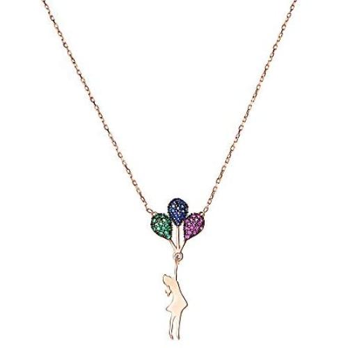 Absent Design Flying Balloon Necklace for Teen Girls | Unique Jewelry for Women | Multicolor Necklace with Flying Balloon Pendant for Girlfriend.