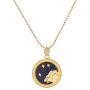 KissYan Zodiac Pendant Necklace, 14K Gold Plated Disc 12 Constellation Horoscope Astrology Sign Blue Sandstone CZ Pendant Necklace Perfect Jewelry for Women Girls
