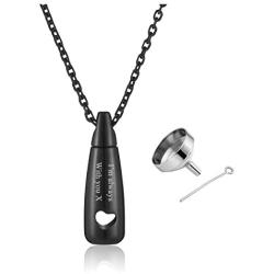 Jovivi Personalized Custom Stainless Steel Teardrop Heart Urn Necklace Ashes Keepsake Memorial Pendant Cremation Jewelry w/Fill Kit