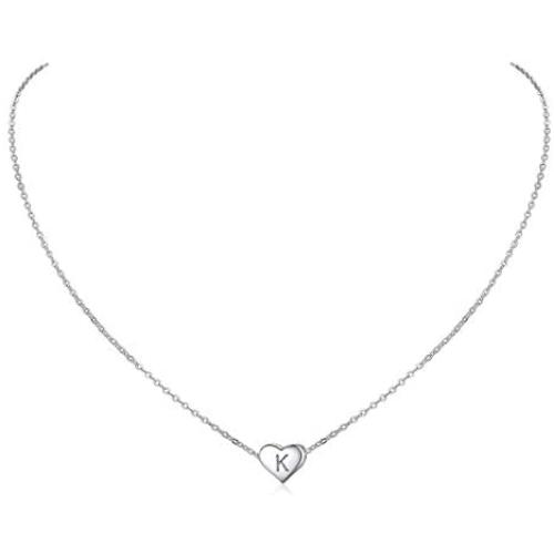 ChicSilver 925 Sterling Silver Heart Initial Necklaces for Women Girls-Dainty Personalized Heart Pendant Letter Alphabet Necklace for Women Teen Girls(with Gift Box)