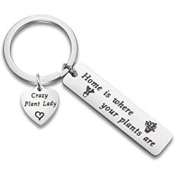 WUSUANED Gardener Keychain Crazy Plant Lady Cactus Jewelry Gift for Plant Lover Florist Farmer
