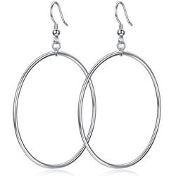 Sterling Silver/Rose Gold/Gold Plated Large Hoop Earrings Circle Dangle Drop Earrings for Women 40 50 60mm