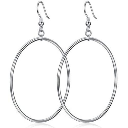 Sterling Silver/Rose Gold/Gold Plated Large Hoop Earrings Circle Dangle Drop Earrings for Women 40 50 60mm