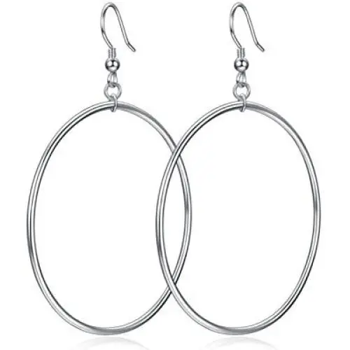 Sterling Silver/Rose Gold/Gold Plated Large Hoop Earrings Circle Dangle Drop Earrings for Women 40 50 60mm Sterling Silver/Rose Gold/Gold Plated Large Hoop Earrings Circle Dangle Drop Earrings for Women 40 50 60mm