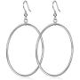 Sterling Silver/Rose Gold/Gold Plated Large Hoop Earrings Circle Dangle Drop Earrings for Women 40 50 60mm
