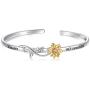 S925 Sterling Silver Sunflower with CZ Pendant Necklace or Ring Earrings Bracelet Jewelry for Women 18''