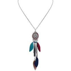 YAZILIND Bohemian Retro Alloy Feather Tassel Pendant Necklace Women Girls Sweater Chain Birthday Jewelry Gift